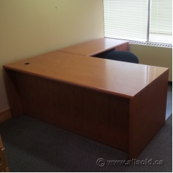 Medium Oak Dual Pedestal L Suite Desk